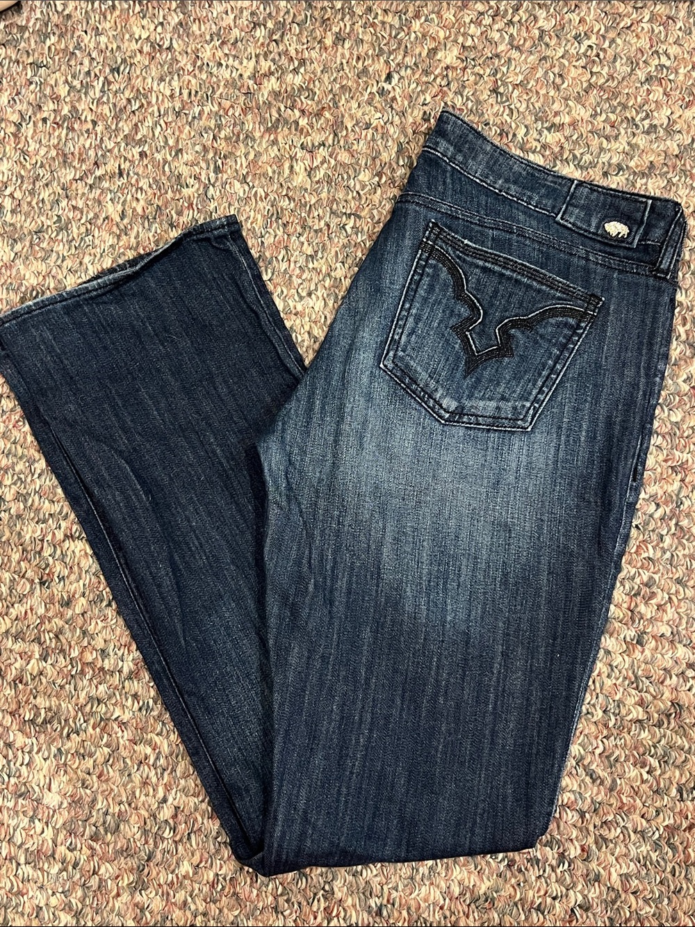 Womens Dark Wash Jeans with Embroidered Back Pocket